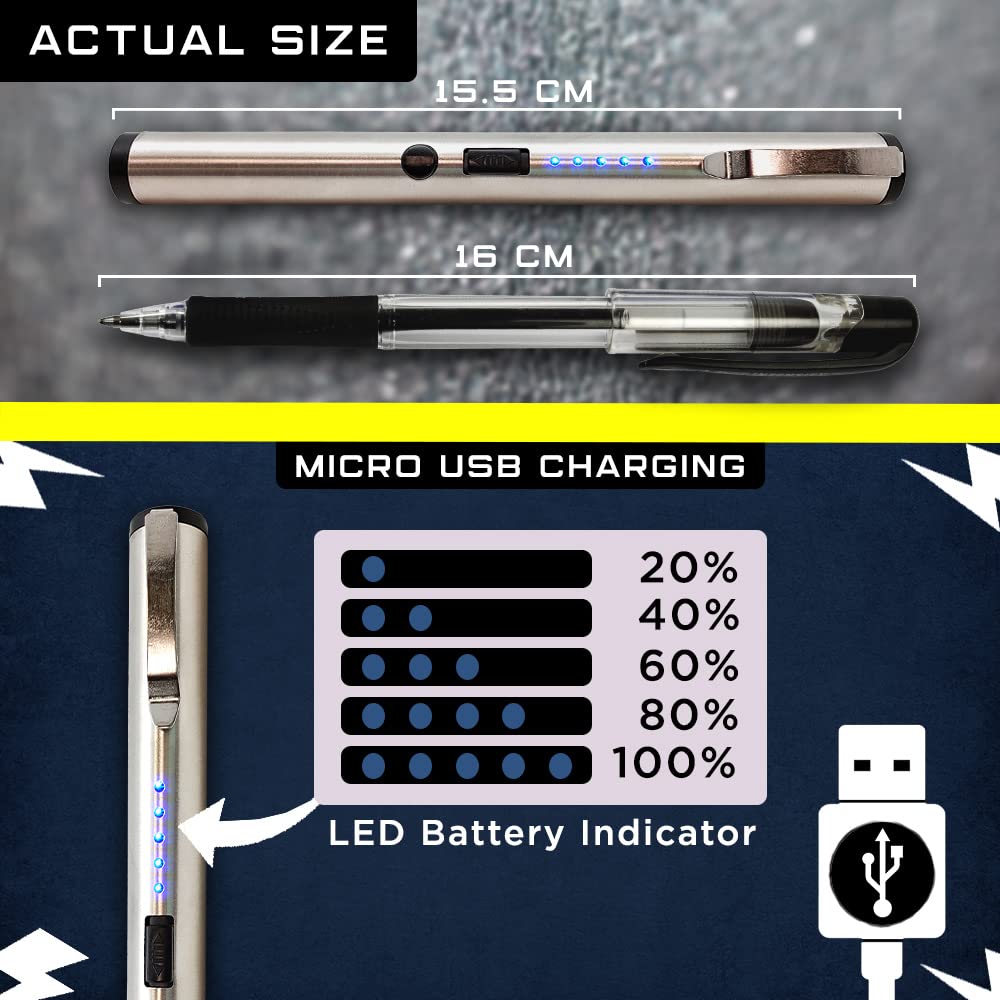Streetwise Pain Pen 25,000,000 Stun Gun for Self Defense - Tactical Stun Pen for Women and Men, USB Rechargeable, Battery Indicator, Durable Clip, Compact and Concealable for Protection