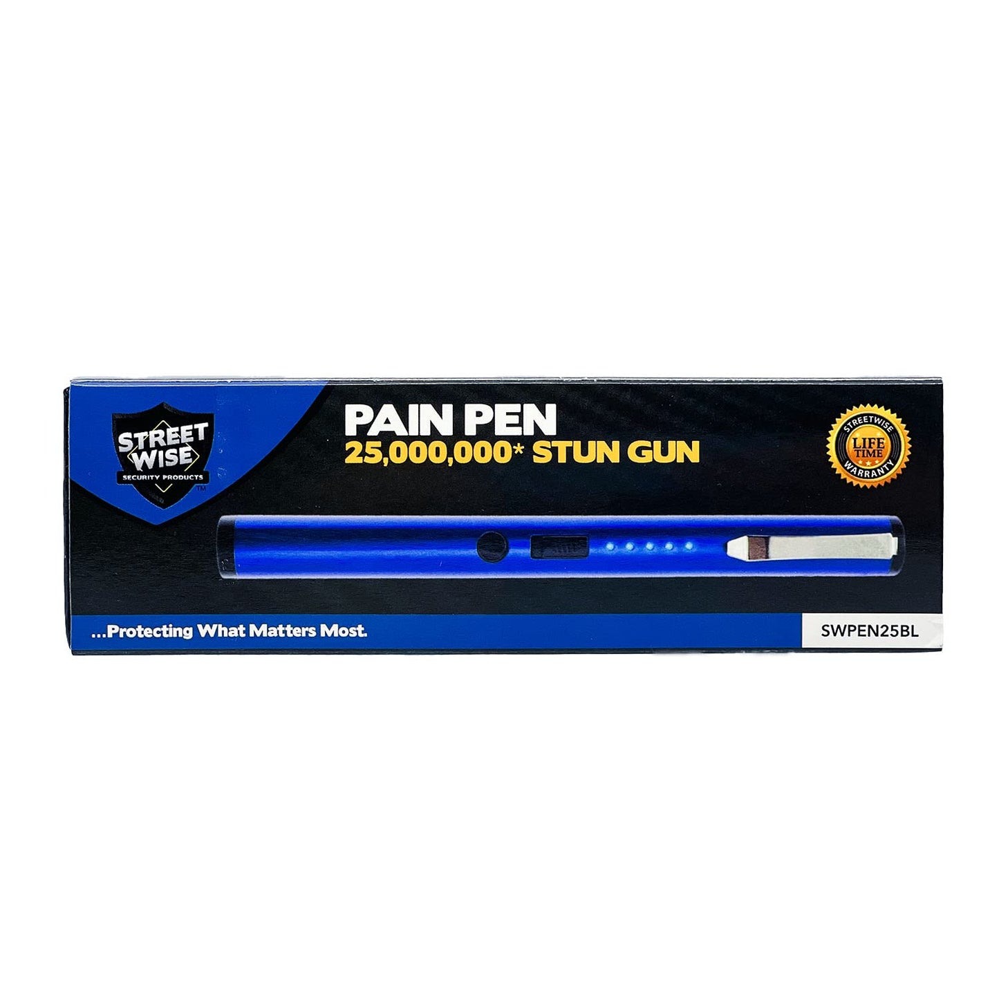 Streetwise Pain Pen 25,000,000 Stun Gun for Self Defense - Tactical Stun Pen for Women and Men, USB Rechargeable, Battery Indicator, Durable Clip, Compact and Concealable for Protection
