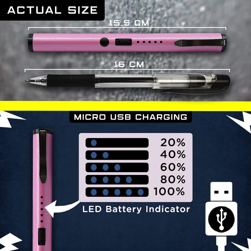 Streetwise Pain Pen 25,000,000 Stun Gun for Self Defense - Tactical Stun Pen for Women and Men, USB Rechargeable, Battery Indicator, Durable Clip, Compact and Concealable for Protection