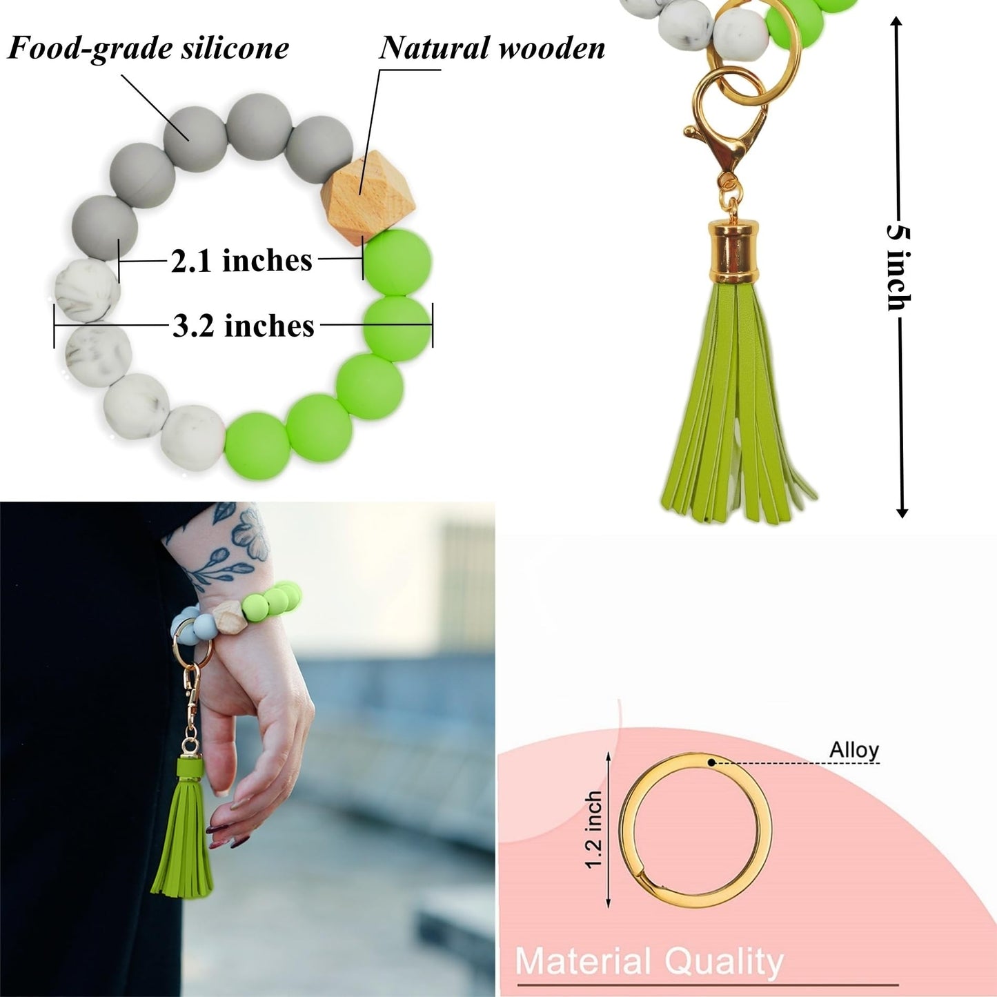 BATUMEYE Gift Keychain Set for Woman with Card Holder, Wristlet Strap, Whistle, Travel Bottle Holder, Bottle Opener