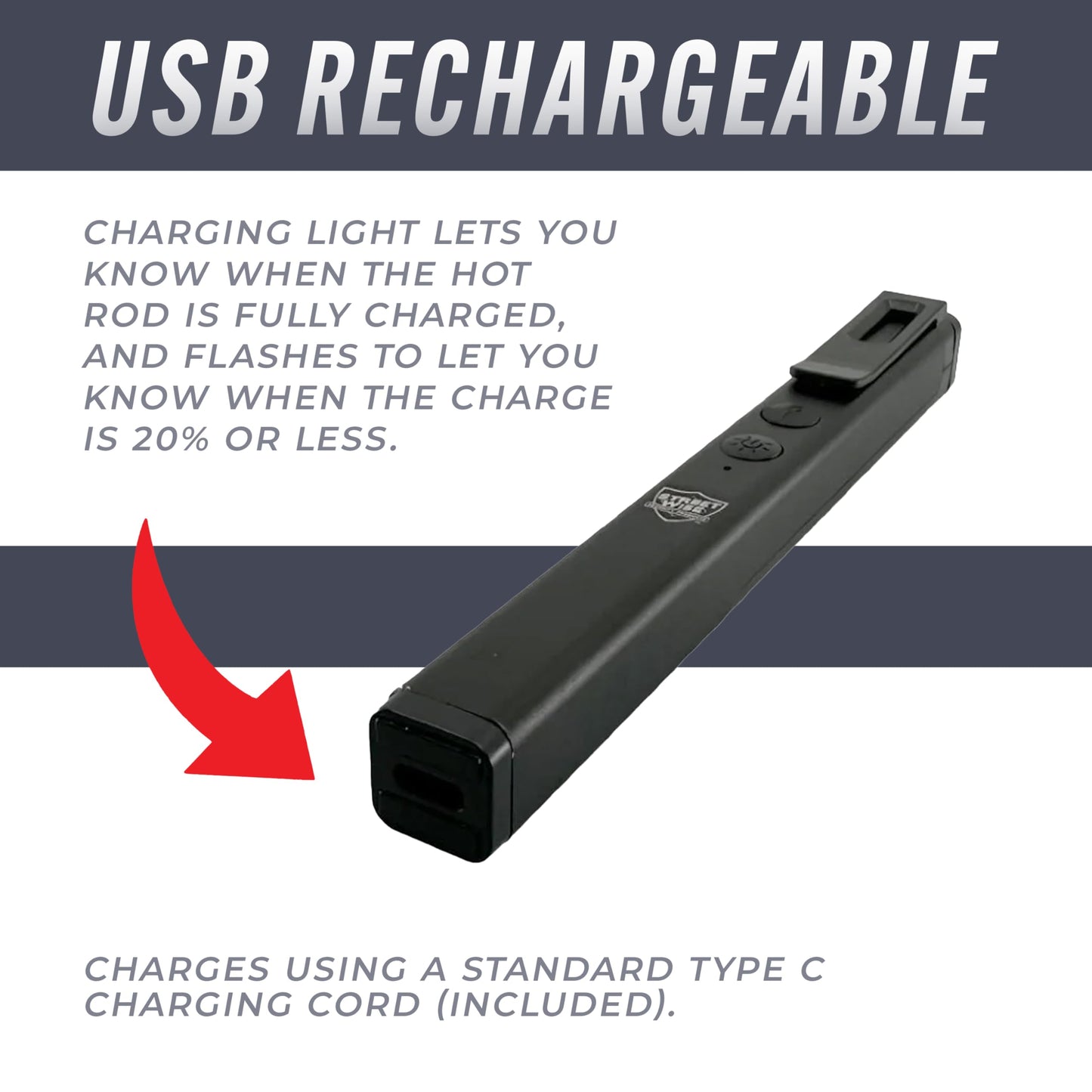 Streetwise Pain Pen 25,000,000 Stun Gun for Self Defense - Tactical Stun Pen for Women and Men, USB Rechargeable, Battery Indicator, Durable Clip, Compact and Concealable for Protection