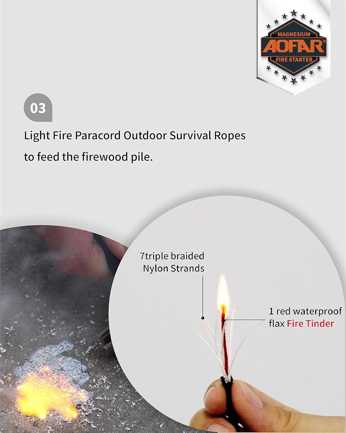 AOFAR Magnesium Fire Starter AF-374 (2-Pack) Outdoor Survival fire Striker kit