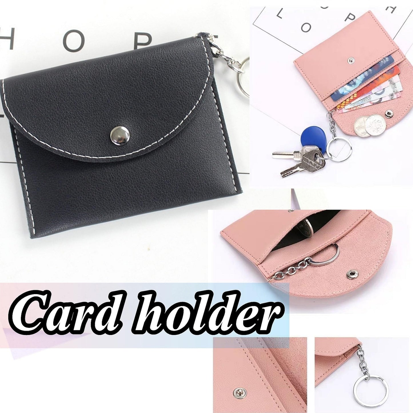 BATUMEYE Gift Keychain Set for Woman with Card Holder, Wristlet Strap, Whistle, Travel Bottle Holder, Bottle Opener