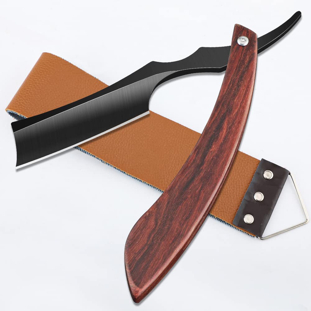 Straight Razor With Strope - Professional Straight Edge Barber Premium Stainless Steel Shaver With Shaving Strop for Men Home & Salon Grooming Using (NO.153)