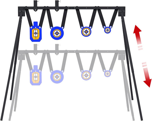 Steel Target for Shooting Stand System Set, 63 Inch Adjustable Height, 3/8'' Thick 7''x12'' Silhouette and 4'' 6'' 8'' Gong Targets, 10pcs Paper Targets and Target Holder Expansion Kit