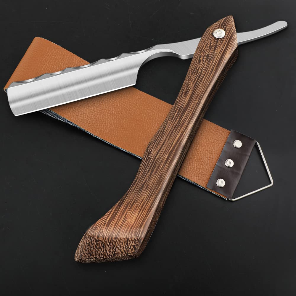 Straight Razor With Strope - Professional Straight Edge Barber Premium Stainless Steel Shaver With Shaving Strop for Men Home & Salon Grooming Using (NO.153)