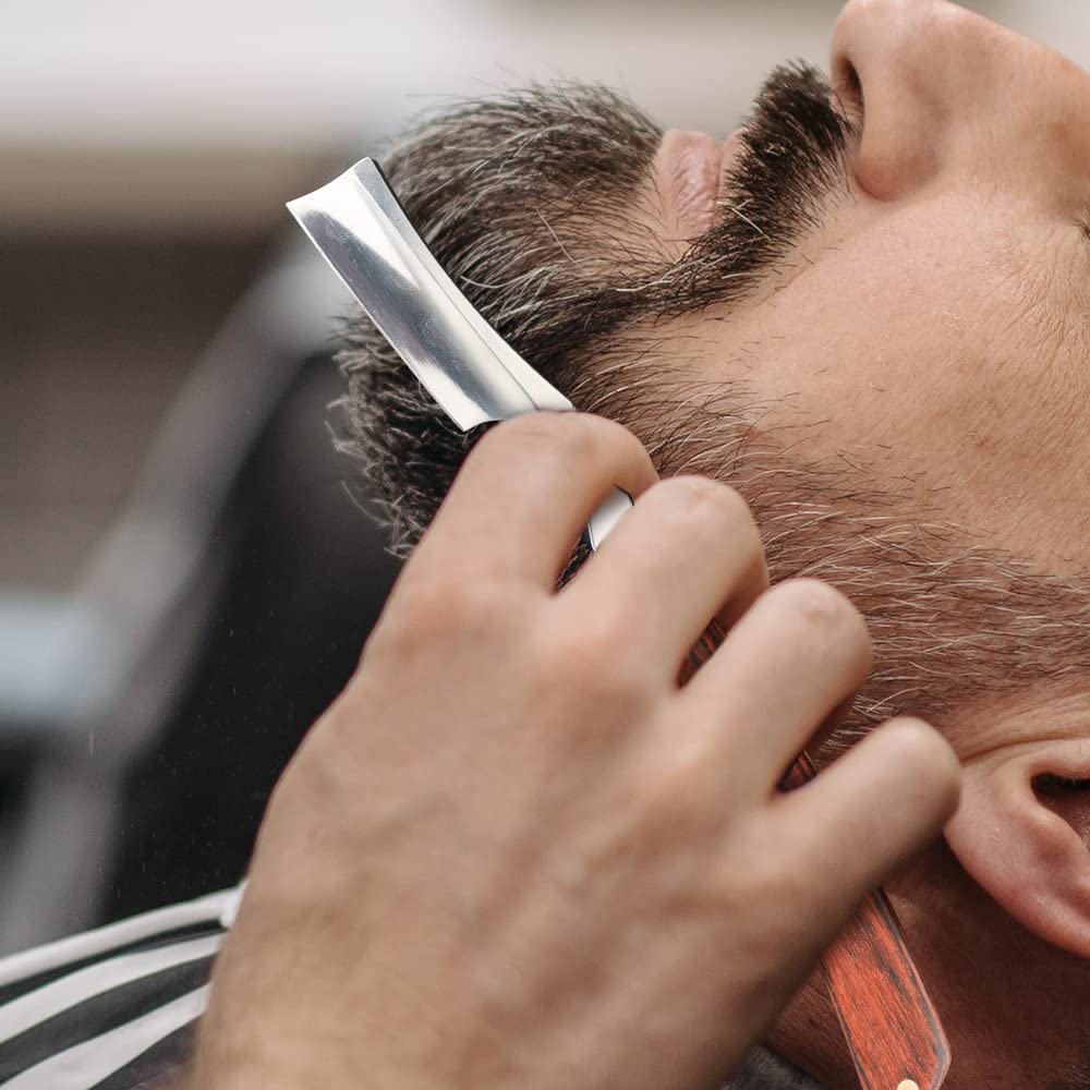 Straight Razor With Strope - Professional Straight Edge Barber Premium Stainless Steel Shaver With Shaving Strop for Men Home & Salon Grooming Using (NO.153)