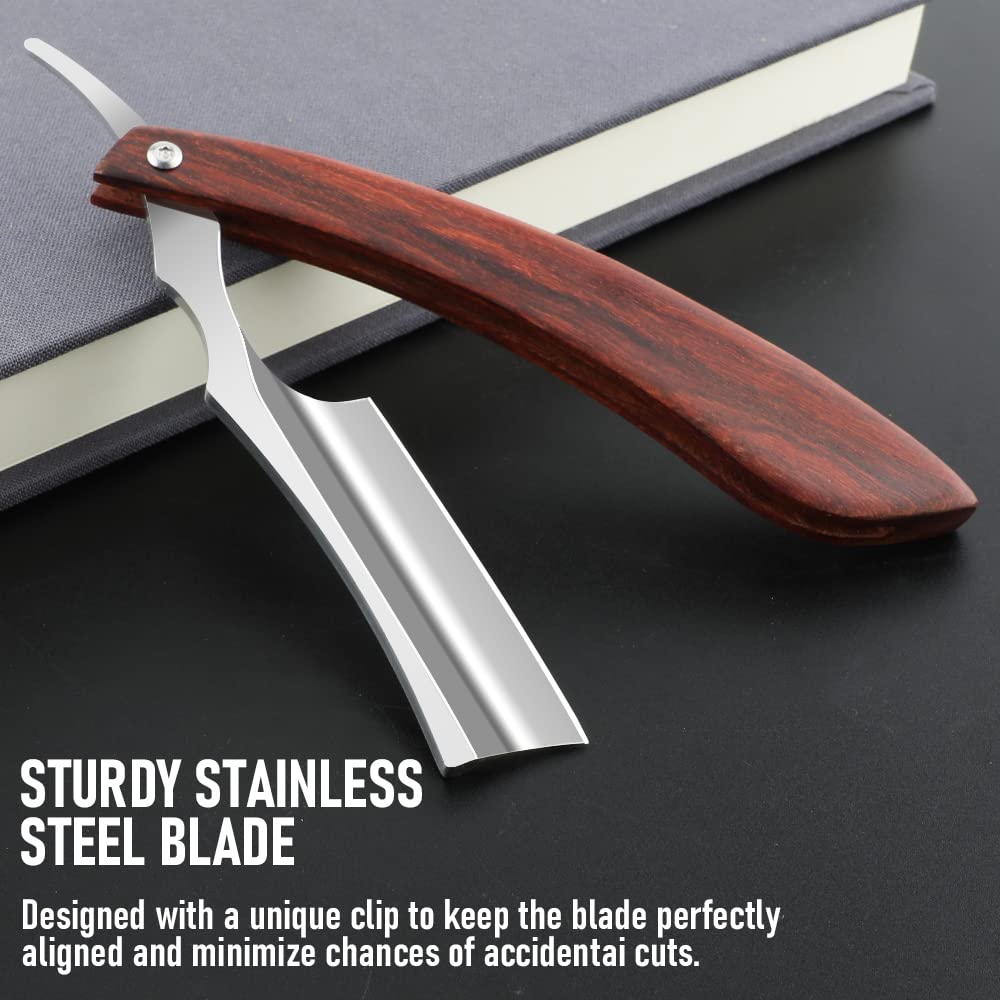 Straight Razor With Strope - Professional Straight Edge Barber Premium Stainless Steel Shaver With Shaving Strop for Men Home & Salon Grooming Using (NO.153)