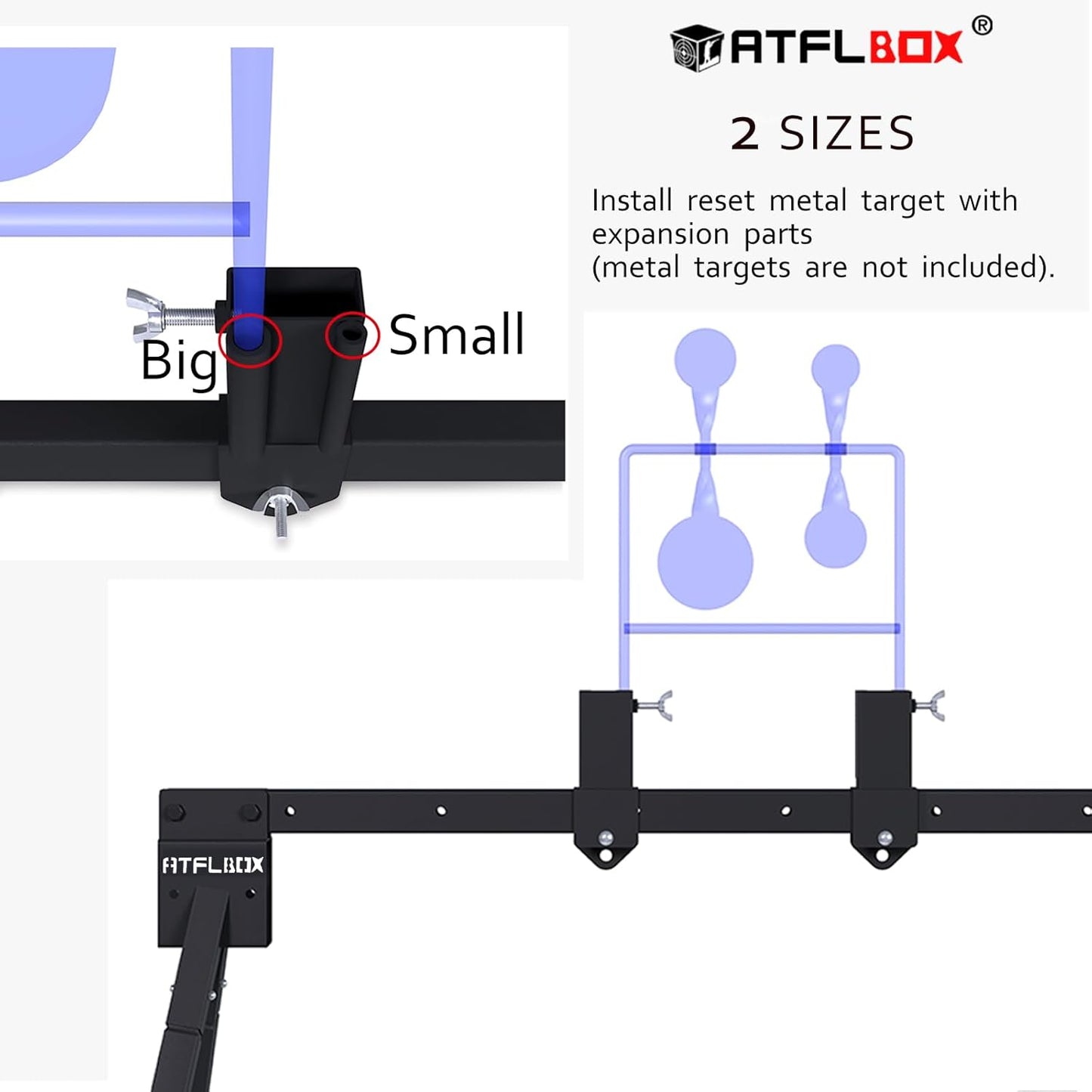 Steel Target for Shooting Stand System Set, 63 Inch Adjustable Height, 3/8'' Thick 7''x12'' Silhouette and 4'' 6'' 8'' Gong Targets, 10pcs Paper Targets and Target Holder Expansion Kit