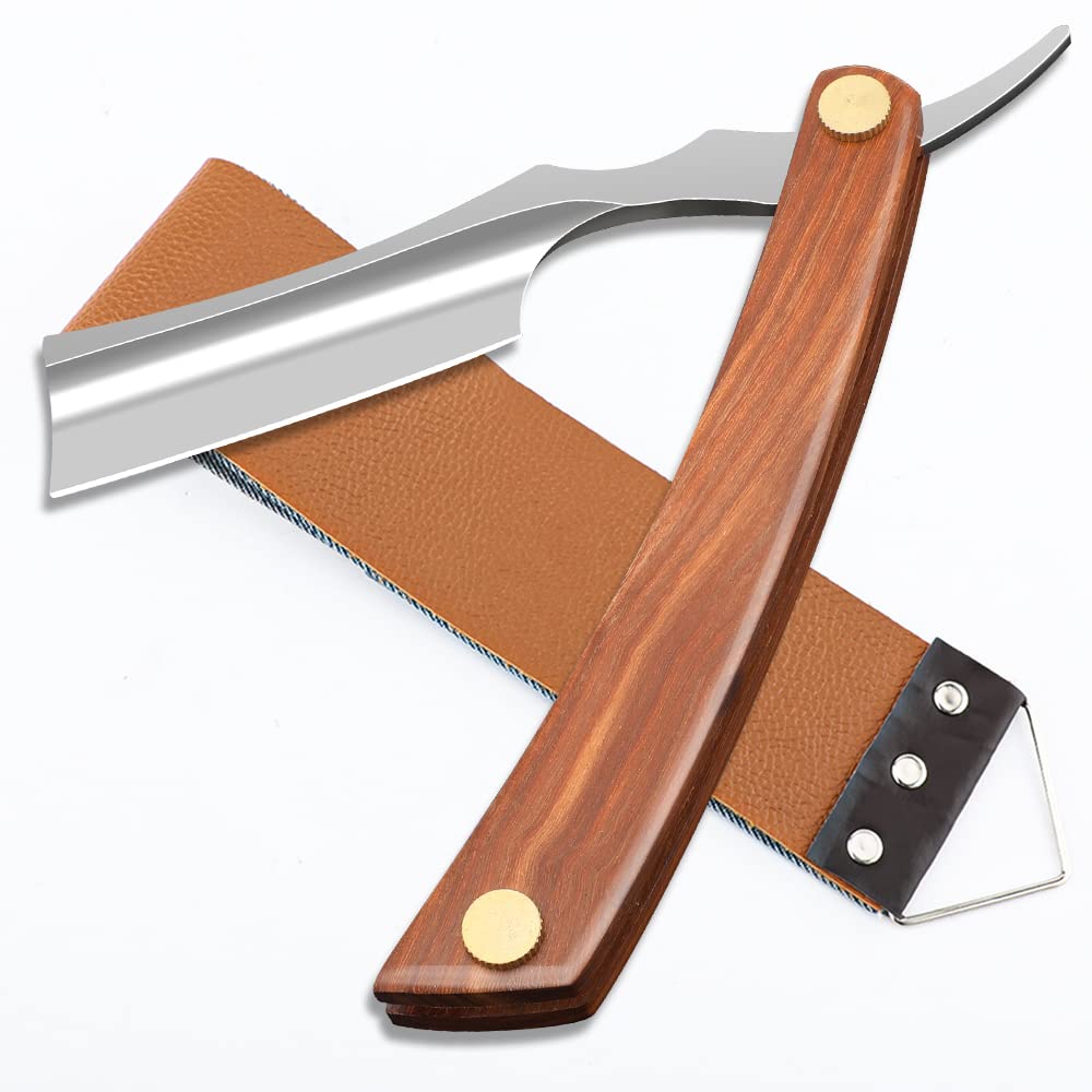 Straight Razor With Strope - Professional Straight Edge Barber Premium Stainless Steel Shaver With Shaving Strop for Men Home & Salon Grooming Using (NO.153)