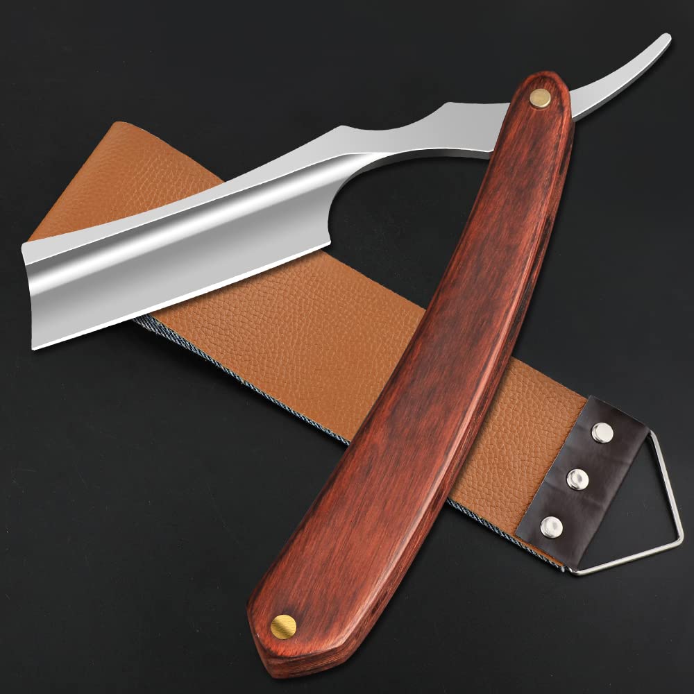 Straight Razor With Strope - Professional Straight Edge Barber Premium Stainless Steel Shaver With Shaving Strop for Men Home & Salon Grooming Using (NO.153)