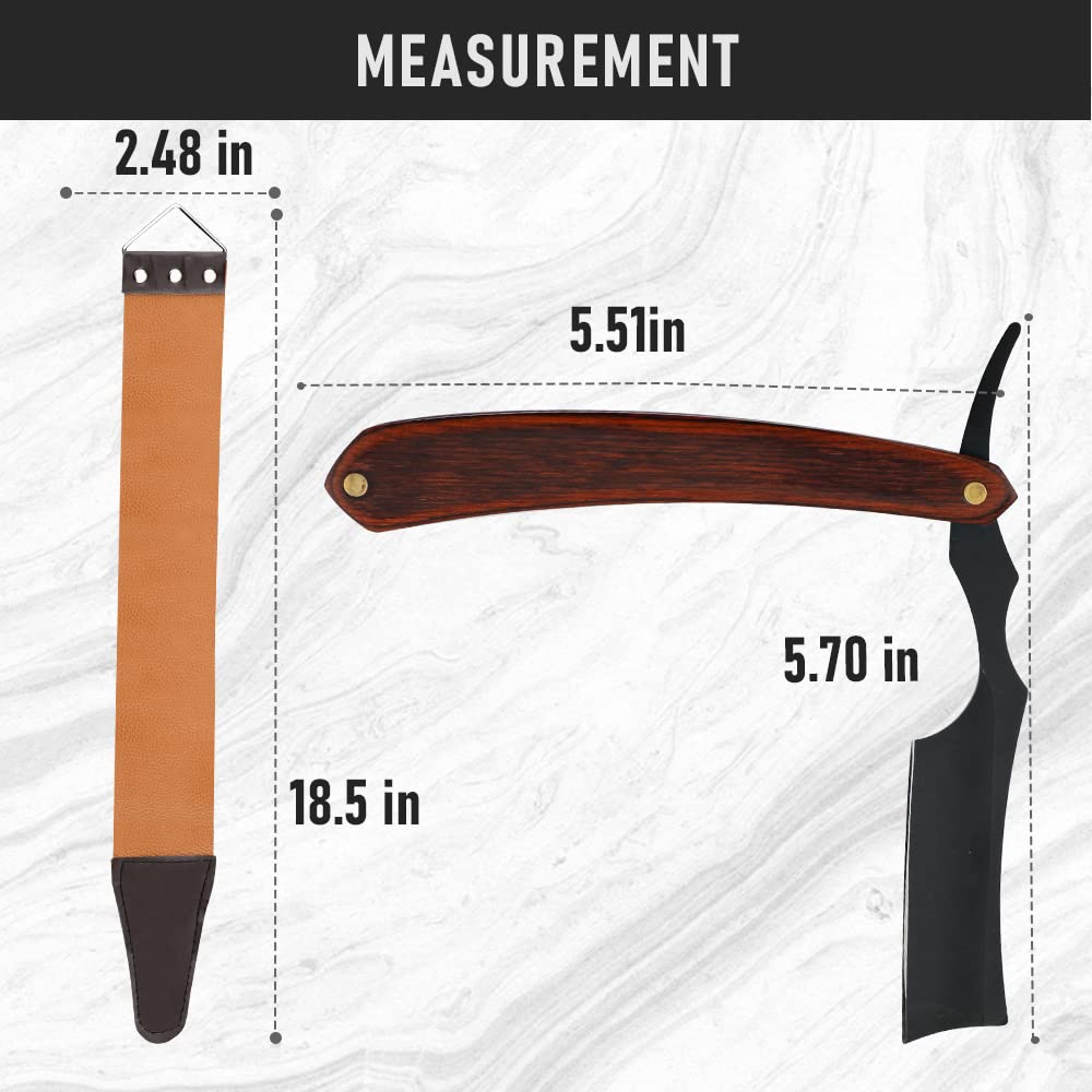 Straight Razor With Strope - Professional Straight Edge Barber Premium Stainless Steel Shaver With Shaving Strop for Men Home & Salon Grooming Using (NO.153)