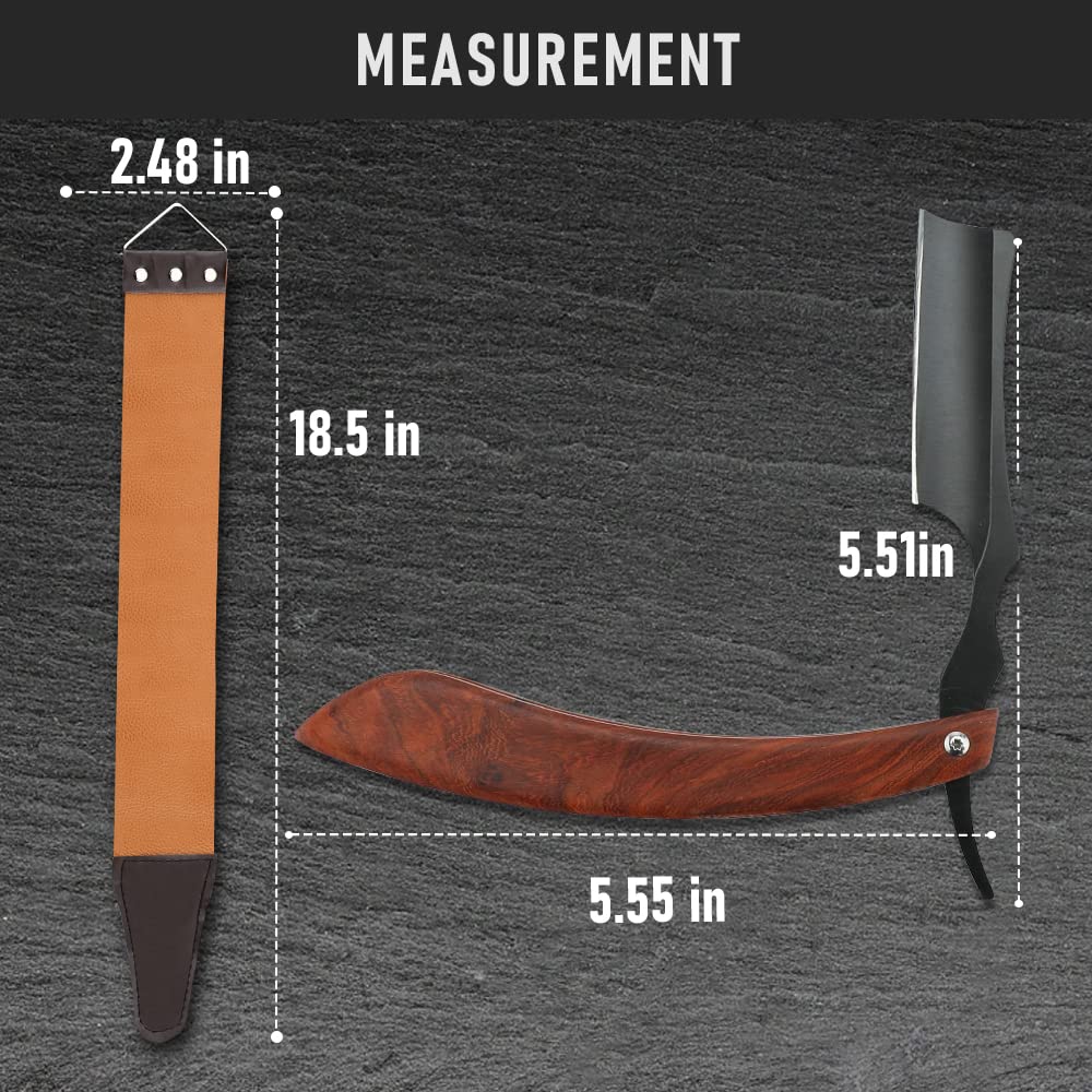Straight Razor With Strope - Professional Straight Edge Barber Premium Stainless Steel Shaver With Shaving Strop for Men Home & Salon Grooming Using (NO.153)