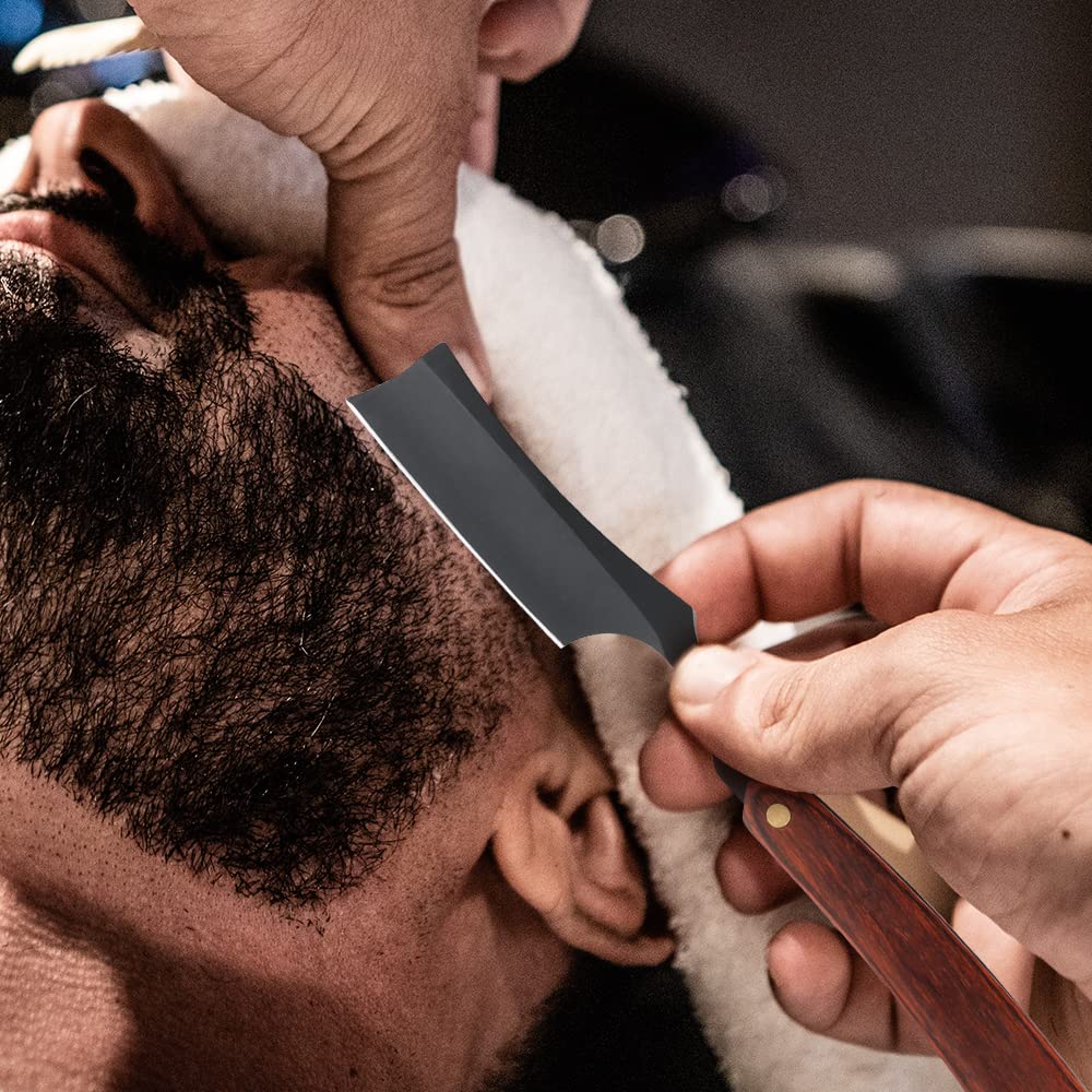 Straight Razor With Strope - Professional Straight Edge Barber Premium Stainless Steel Shaver With Shaving Strop for Men Home & Salon Grooming Using (NO.153)