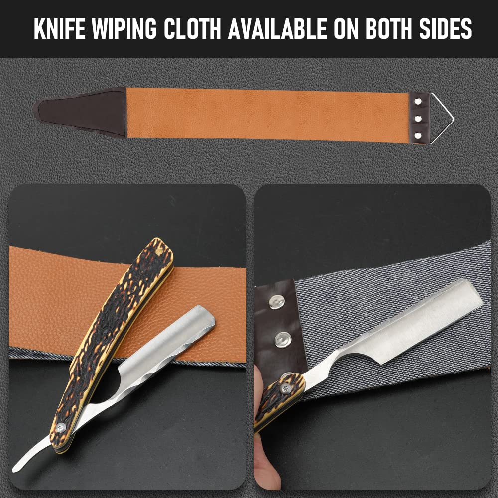 Straight Razor With Strope - Professional Straight Edge Barber Premium Stainless Steel Shaver With Shaving Strop for Men Home & Salon Grooming Using (NO.153)