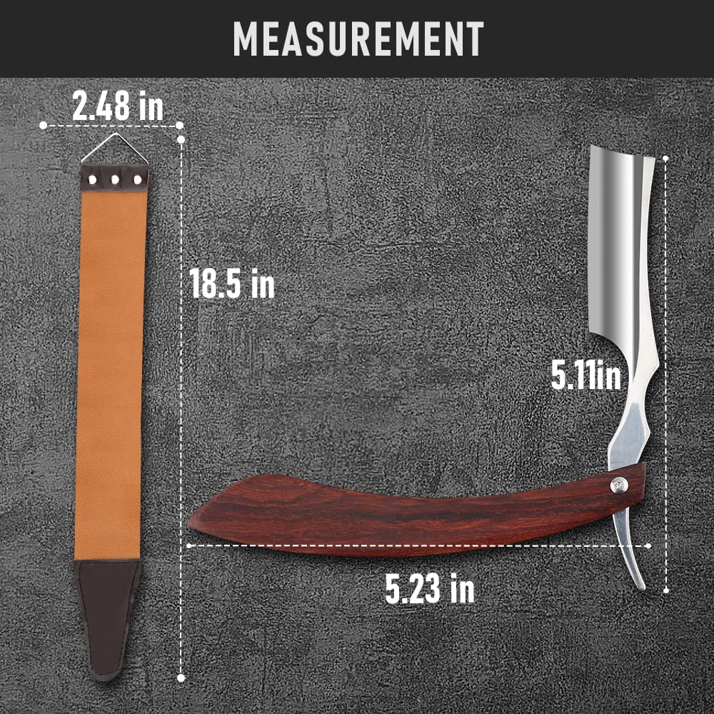 Straight Razor With Strope - Professional Straight Edge Barber Premium Stainless Steel Shaver With Shaving Strop for Men Home & Salon Grooming Using (NO.153)