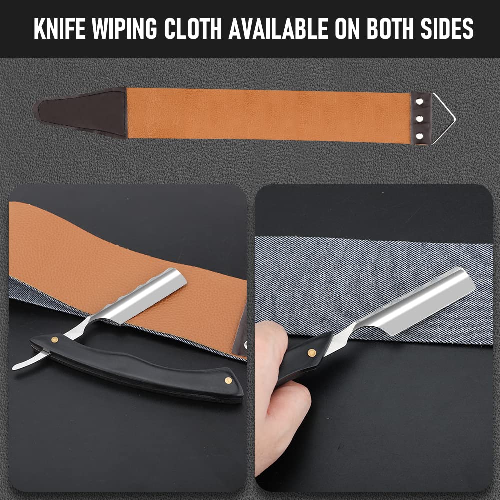Straight Razor With Strope - Professional Straight Edge Barber Premium Stainless Steel Shaver With Shaving Strop for Men Home & Salon Grooming Using (NO.153)