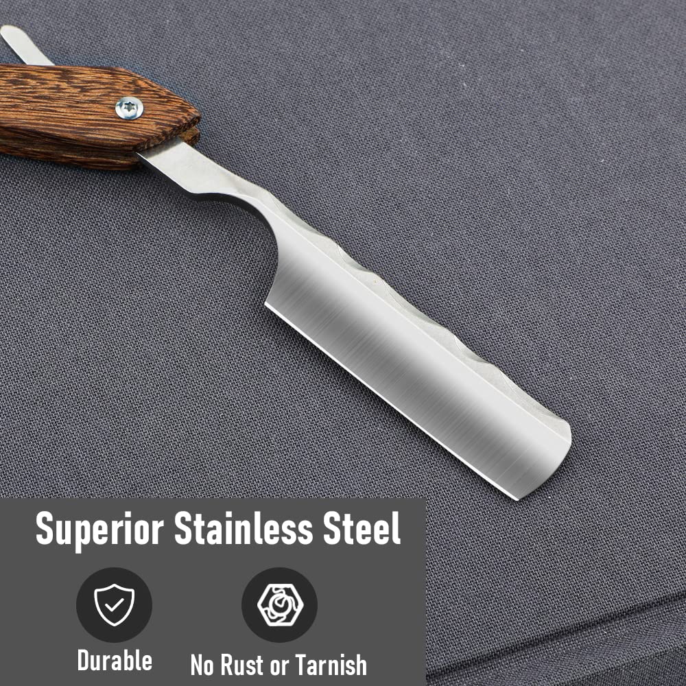 Straight Razor With Strope - Professional Straight Edge Barber Premium Stainless Steel Shaver With Shaving Strop for Men Home & Salon Grooming Using (NO.153)