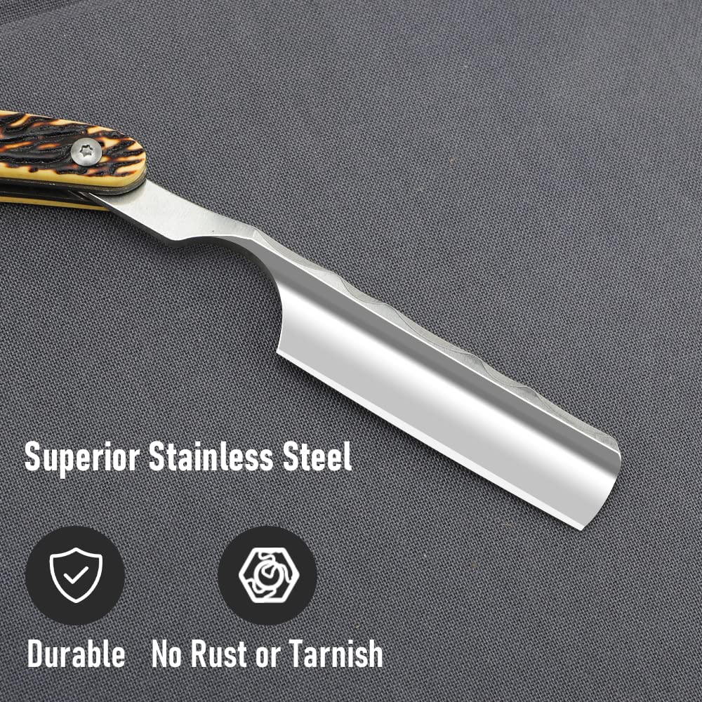 Straight Razor With Strope - Professional Straight Edge Barber Premium Stainless Steel Shaver With Shaving Strop for Men Home & Salon Grooming Using (NO.153)