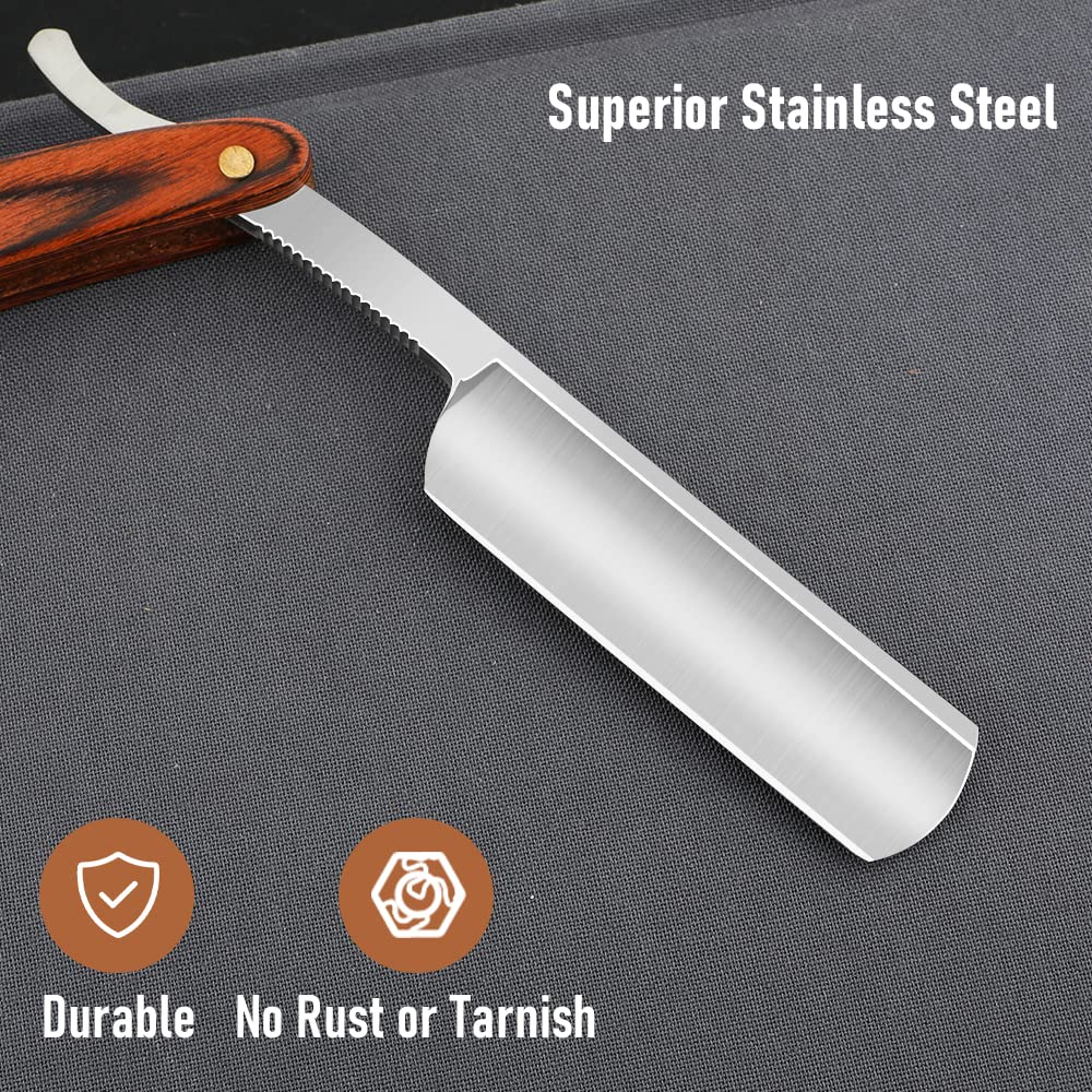Straight Razor With Strope - Professional Straight Edge Barber Premium Stainless Steel Shaver With Shaving Strop for Men Home & Salon Grooming Using (NO.153)